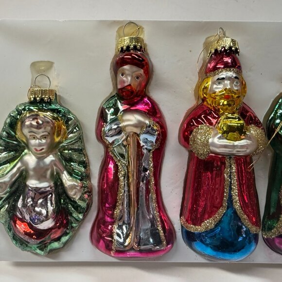 NEW Vintage Glass Nativity Set Christmas Ornaments Baby Jesus Wise Men Mary - Picture 4 of 9